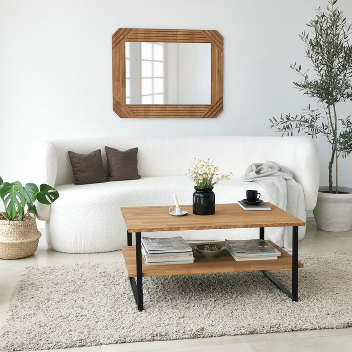 Hanah Home Neta - Oak Mesa de centro de madera maciza de pino